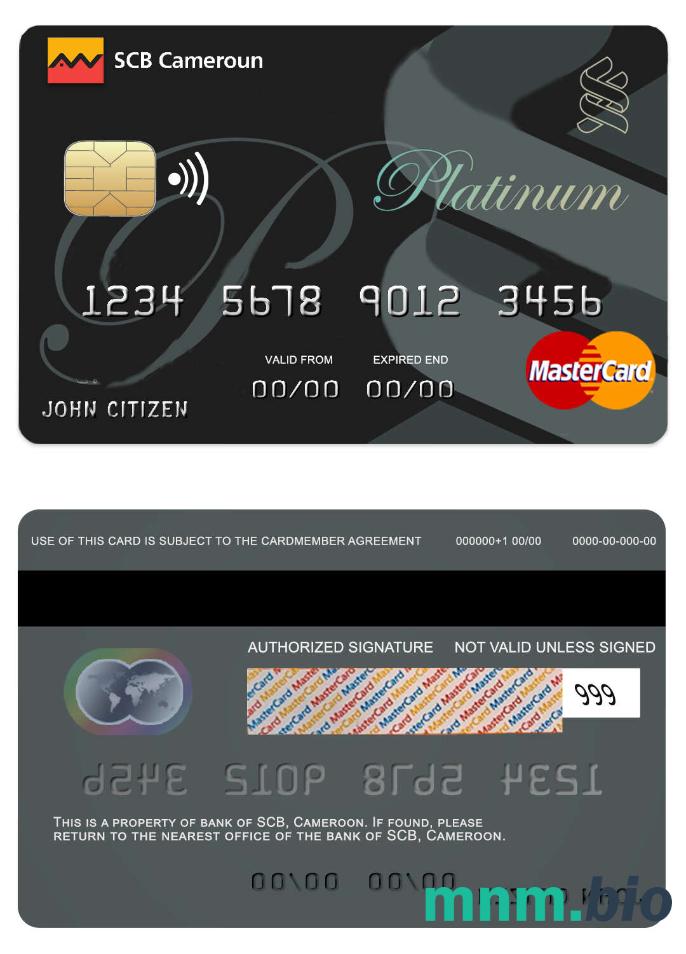 Cameroon SCB bank przykład karty mastercard w formacie PSD